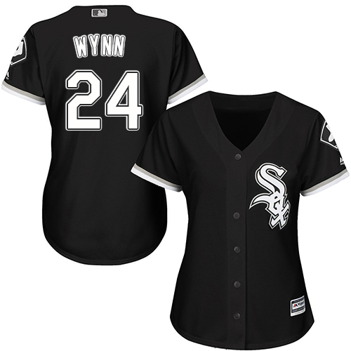 White Sox #24 Early Wynn Black Alternate Women's Stitched MLB Jersey - Click Image to Close